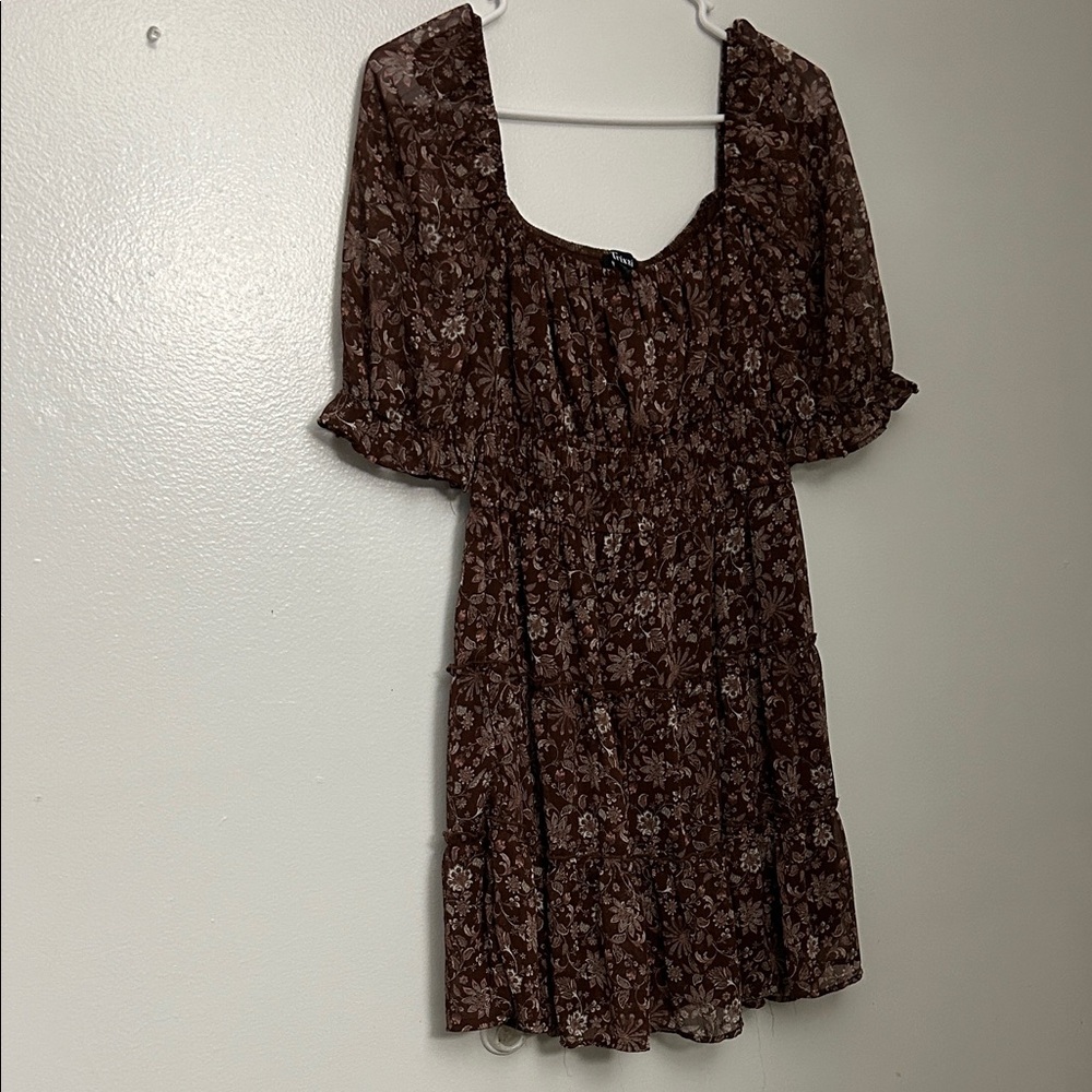 Trixxi Brown Floral Mini Dress